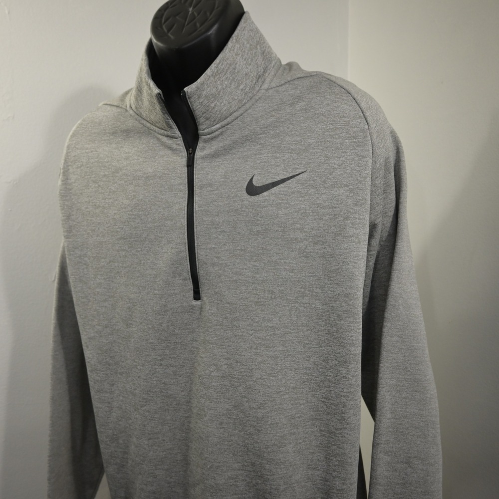 Nike 1/4 Zip Fleece Jacket Mens XXL Gray Dri-Fit Long Sleeve Pullover